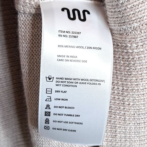 King Ranch Mens Large Beige Cardigan Sweater Merino Wool Blend Knit Quarter Zip - Picture 12 of 13